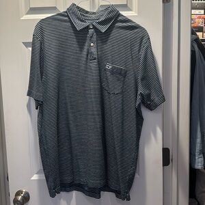 Vineyard Vines Polo Striped Navy Blue / White with Pocket Pima Cotton. XL
